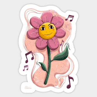 Cute Dancing Flower Music Sticker